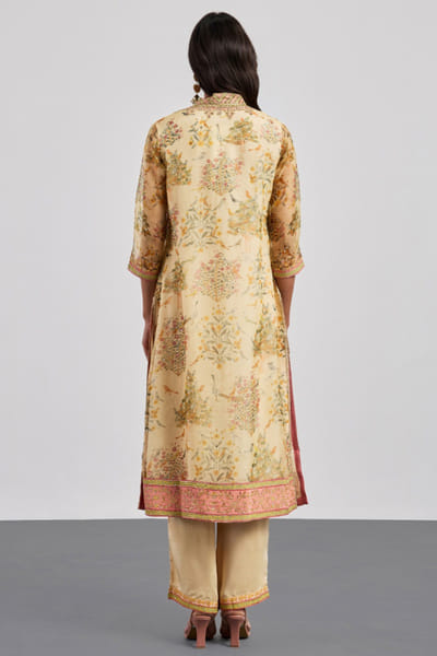 Ri Ritu Kumar Beige printed and embroidered kurta set RIRIAUG26D151782