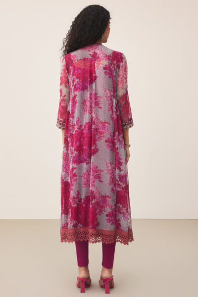 Ritu Kumar Purple floral print embroidered kurta set RITUJUN26D347304