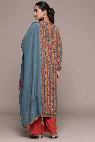 Ritu Kumar Rust geometric print kurta set RITUJUN26D347293