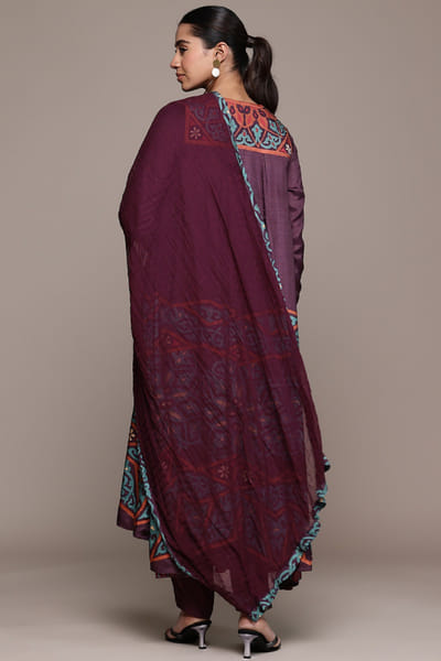 Ritu Kumar Wine printed quilted kurta set RITUMAY26D245543