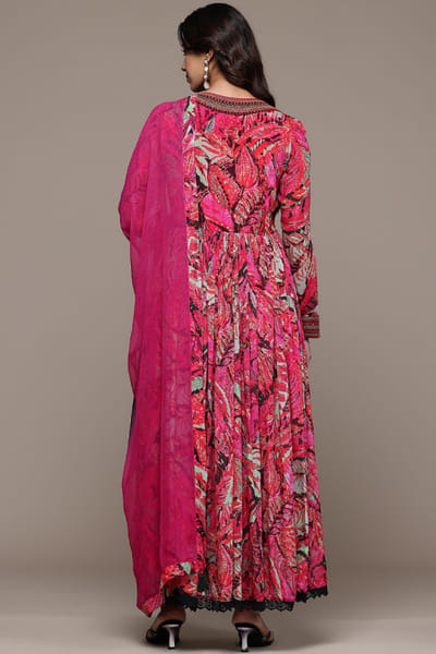 Ritu Kumar Pink abstract print embroidered anarkali set RITUJUN26D347301