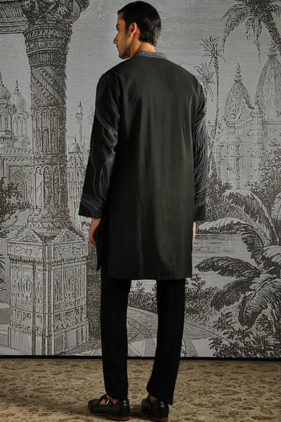 Asuka Couture Black onyx abstract textured kurta set ASUKMAY26D245040
