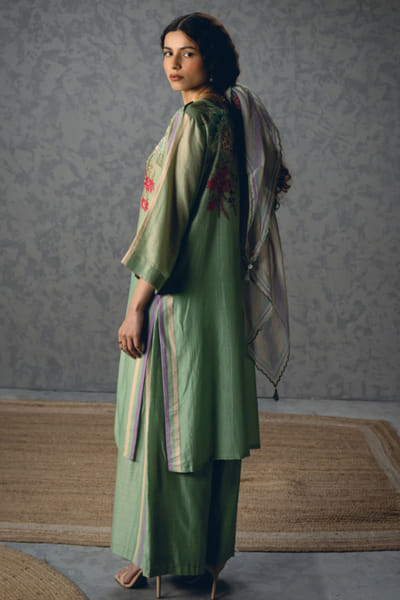 Paulmi & Harsh Sky blue floral print embroidered kurta set PAULMAY26D343707