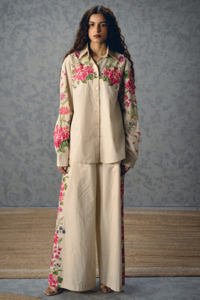 Paulmi & Harsh Ivory printed poplin co-ord set PAULAPR26D142598