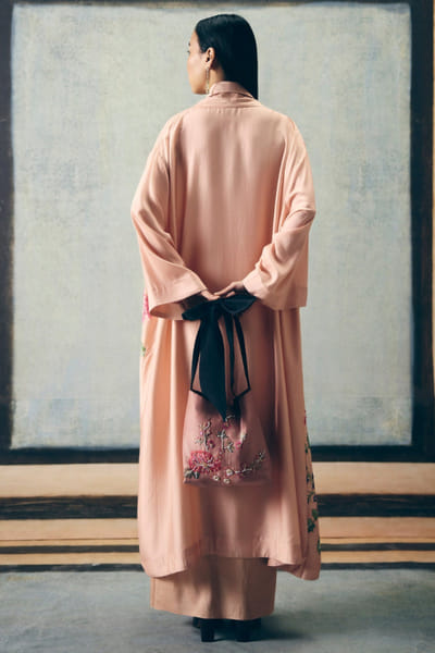 Paulmi & Harsh Pink floral print embroidered jacket set PAULAPR26D243130