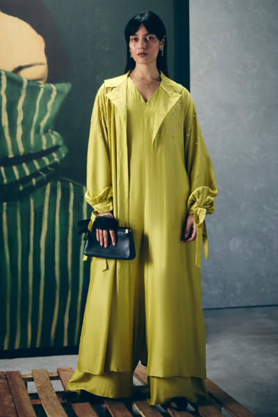 Paulmi & Harsh Yellow embroidered jacket jumpsuit PAULAPR26D142619