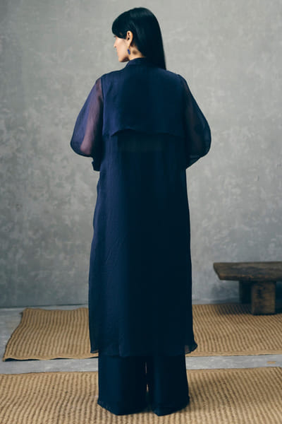 Paulmi & Harsh Navy blue embroidered jacket set PAULMAY26D343717