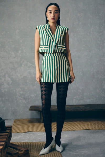 Paulmi & Harsh Green and white stripe printed co-ord set PAULMAY26D343712