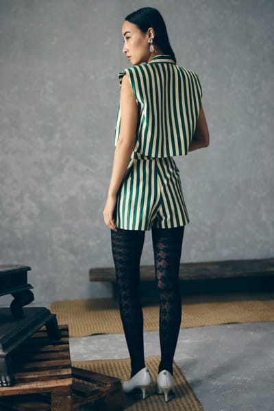 Paulmi & Harsh Green and white stripe printed co-ord set PAULMAY26D343712