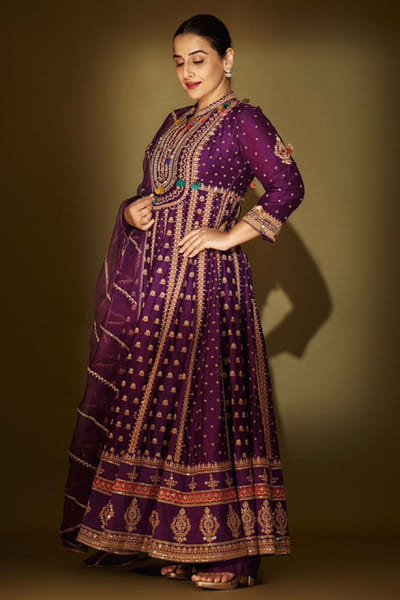 Shraddha Rambhia Purple dori embroidered anarkali set SHRAJUL26D148677