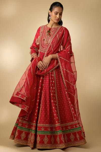 Shraddha Rambia Red hand embellished lehenga set SHRAMAY26D144590