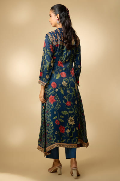 Shraddha Rambhia Blue dori embroidered floral print kurta set SHRAMAY26D244833