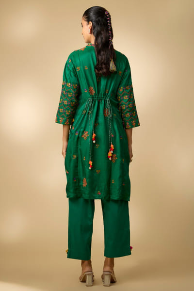 Shraddha Rambhia Bottle green resham embroidered kurta set SHRAMAY26D244836
