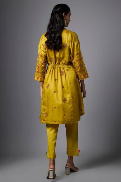 Shraddha Rambhia Mustard resham embroidered kurta set SHRAMAY26D244837
