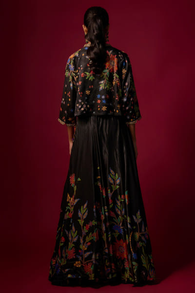 Shraddha Rambhia Black floral print embroidered lehenga set SHRAMAY26D244839