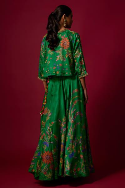 Shraddha Rambhia Green floral print jacket and lehenga set SHRAMAY26D244840