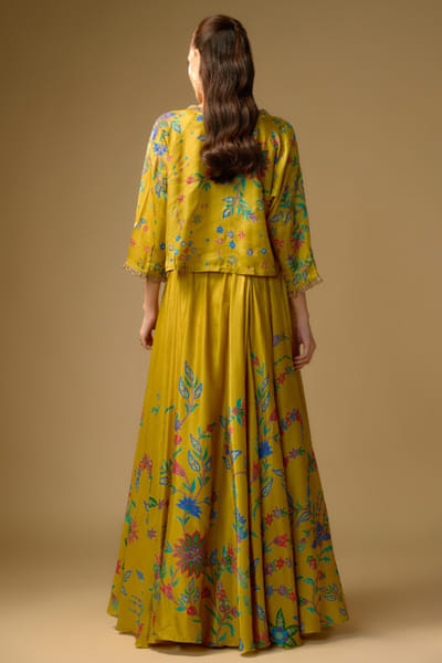 Shraddha Rambhia Mustard floral print jacket and lehenga set SHRAMAY26D244841