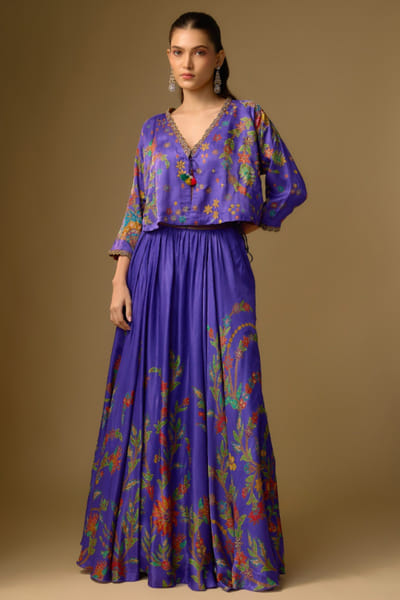 Shraddha Rambhia Purple floral print jacket and lehenga set SHRAMAY26D244842