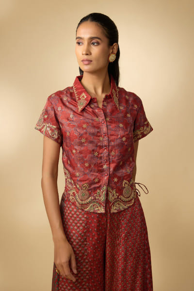 Shraddha Rambhia Red butti print embroidered palazzo set SHRAMAY26D244846