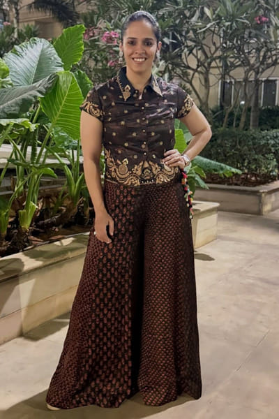 Shraddha Rambhia Black print embroidered gajji silk co-ord set SHRAJUL26D148676