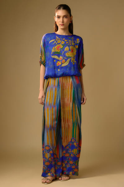 Shraddha Rambhia Blue floral print top and palazzo set SHRAMAY26D244855