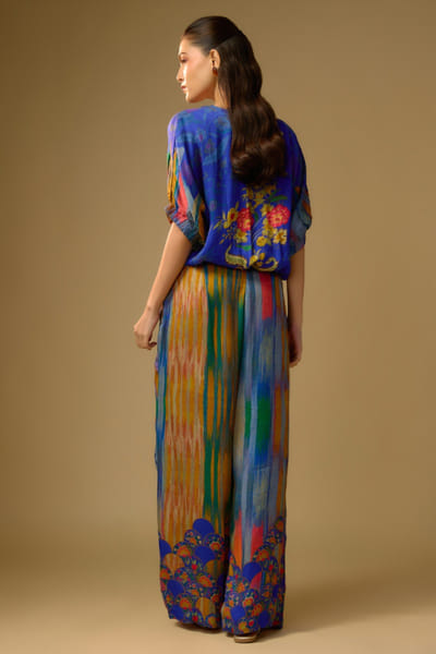 Shraddha Rambhia Blue floral print top and palazzo set SHRAMAY26D244855