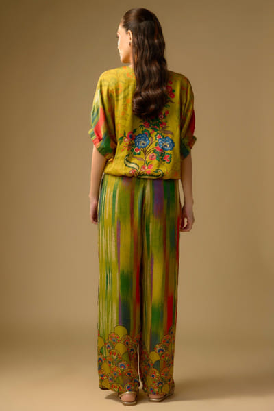 Shraddha Rambhia Mustard floral print top and palazzo set SHRAMAY26D244853