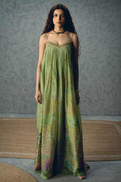 Paulmi & Harsh Pista green printed jumpsuit PAULMAY26D343710