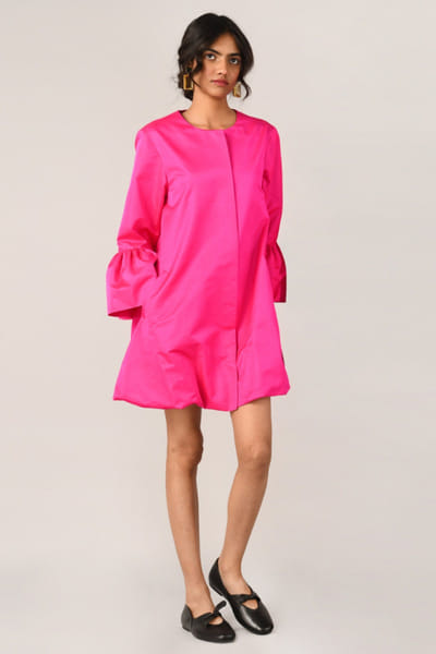 Fuchsia twisted hem satin dress