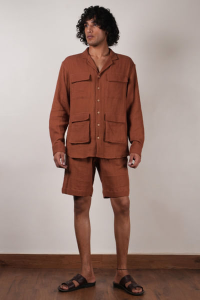 Brown crushed cotton co-ord set