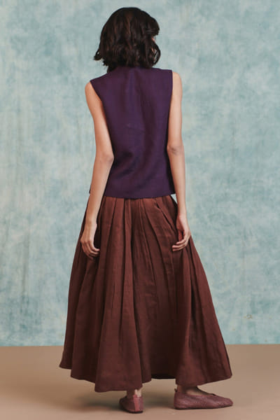 Saphed Plum embroidered double-panelled waistcoat SAPHAUG26D152222