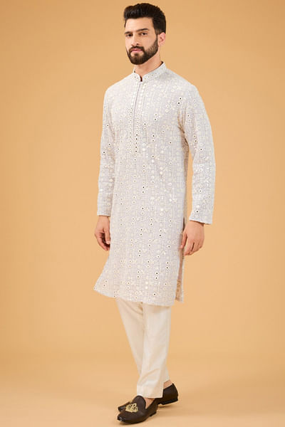 Purple mirror work kurta