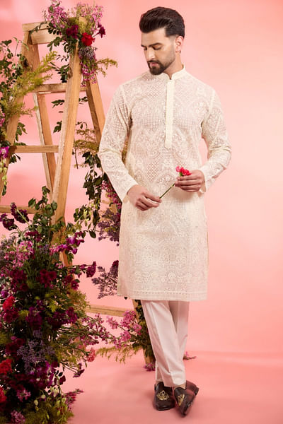 Ivory chikankari kurta