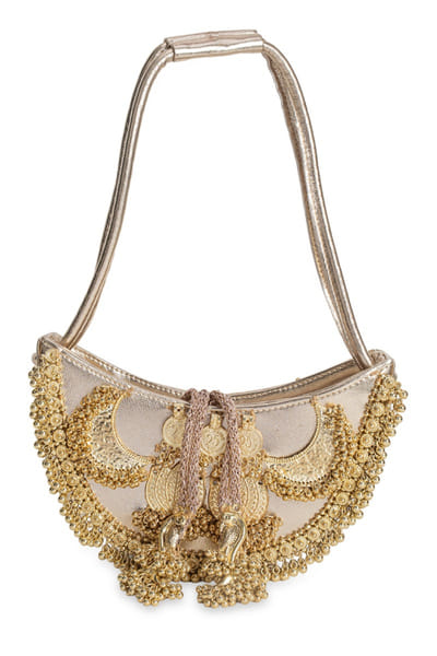 5 Elements by Radhika Gupta Gold coin-tassel embellished handbag 5ELEJUN26D148328