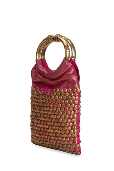 5 Elements by Radhika Gupta Pink embellished brocade handbag 5ELEJUN26D148342
