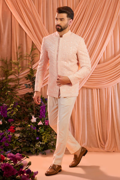 Kasbah Pink cutdana embroidered bandhgala KASAPR26D242116