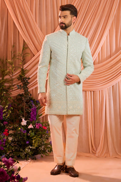 Kasbah Blue cutdana embroidered georgette sherwani KASAPR26D242143