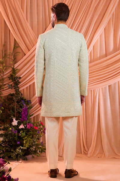 Kasbah Blue cutdana embroidered georgette sherwani KASAPR26D242143