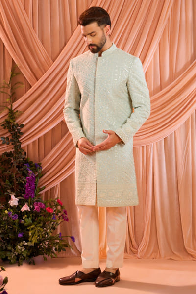 Kasbah Blue cutdana embroidered sherwani KASAPR26D242117