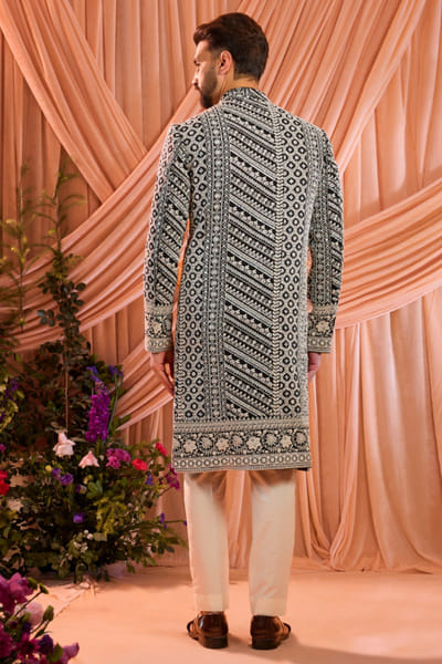 Kasbah Black cutdana embroidered sherwani KASAPR26D242142