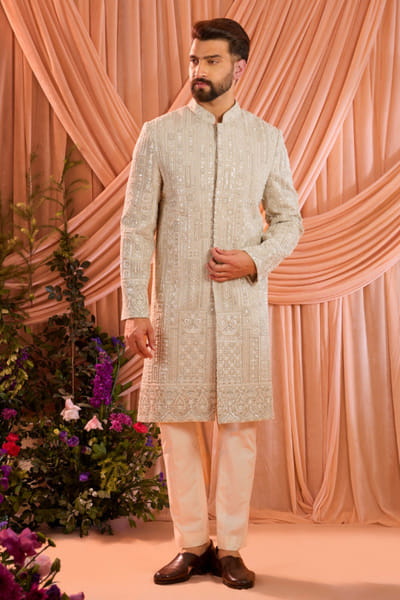 Kasbah Beige cutdana embroidered sherwani KASAPR26D242118