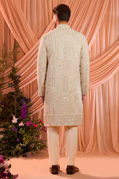 Kasbah Beige cutdana embroidered sherwani KASAPR26D242118
