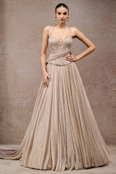 Gold Swarovski embroidered lehenga set