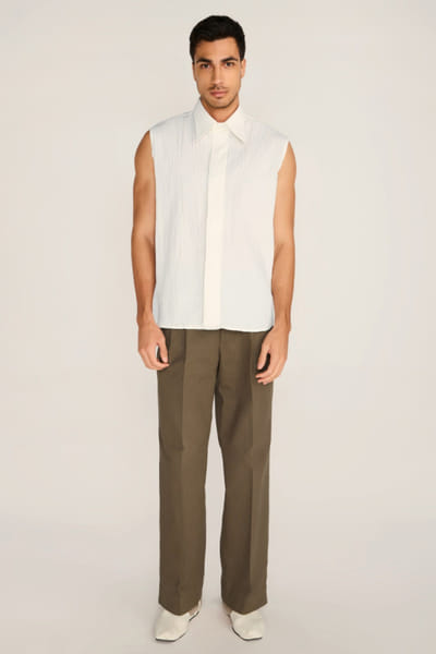 Rosani Ivory crushed cotton shirt ROSAAUG26D152349