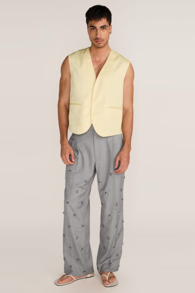 Rosani Lemon yellow cotton vest ROSAAUG26D152351
