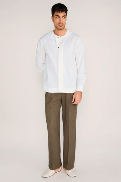 Rosani Ivory crush cotton shirt ROSAAUG26D152361