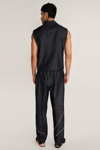 Rosani Charcoal asymmetric denim vest ROSAAUG26D152357