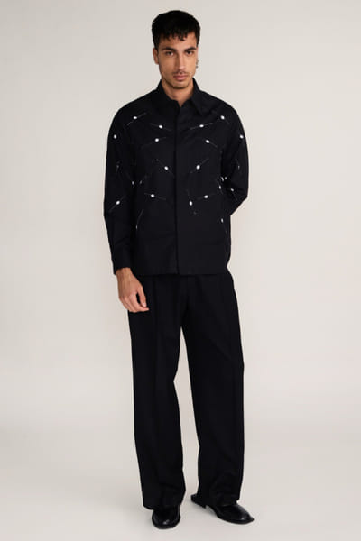 Rosani Black pintuck poplin shirt ROSAAUG26D152350