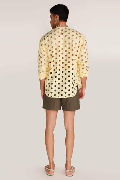 Rosani Yellow laser-cut pinstripe shirt ROSAAUG26D152345
