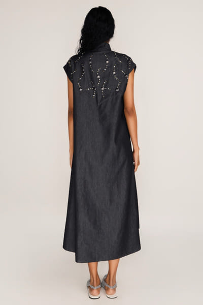 Rosani Charcoal black embellished maxi dress ROSAAUG26D151641